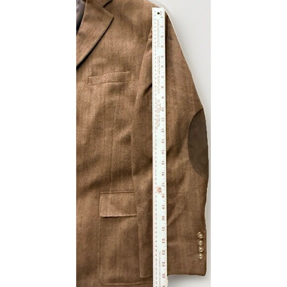 Alan Flusser Men’s 44R Brown Houndstooth 100% Lambswool Sport Coat Blazer Jacket - Picture 9 of 11